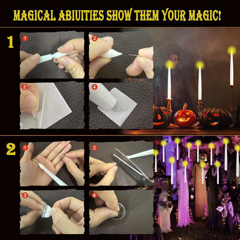 Floating Candles with Wand 12 PCs Magic Hanging Candles Flickering Warm Light Flameless Floating LED Candle Halloween Decoration Floating Candles with Wand 12 PCs Magic Hanging Candles Flickering Warm Light Flameless Floating LED Candle Halloween Decoration